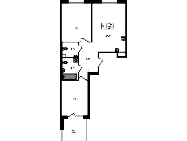 2-комнатная квартира 63.85 м², 1/5 эт., ЖК «Plus Пулковский»